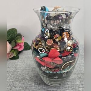 Mistery Costume Jewelry Jar Vintage To Now To Wear Or For Parts